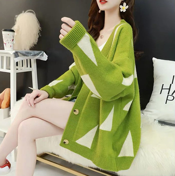 Casual knit jacket for women with geometric pattern and comfortable fit Lune London