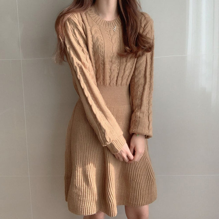 Knitted dress for women with a relief pattern and fitted cut Lune London
