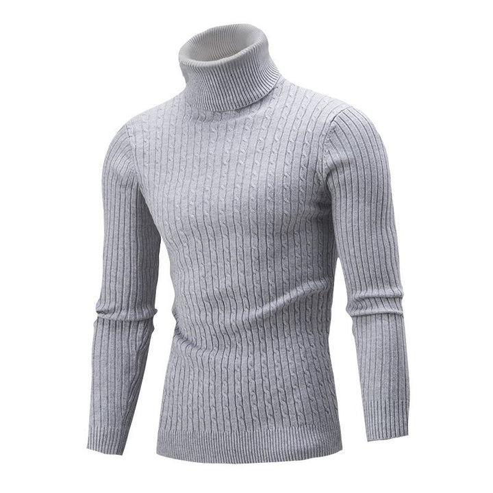 comfortable roll-neck sweater for men in fine ribbed knit Lune London