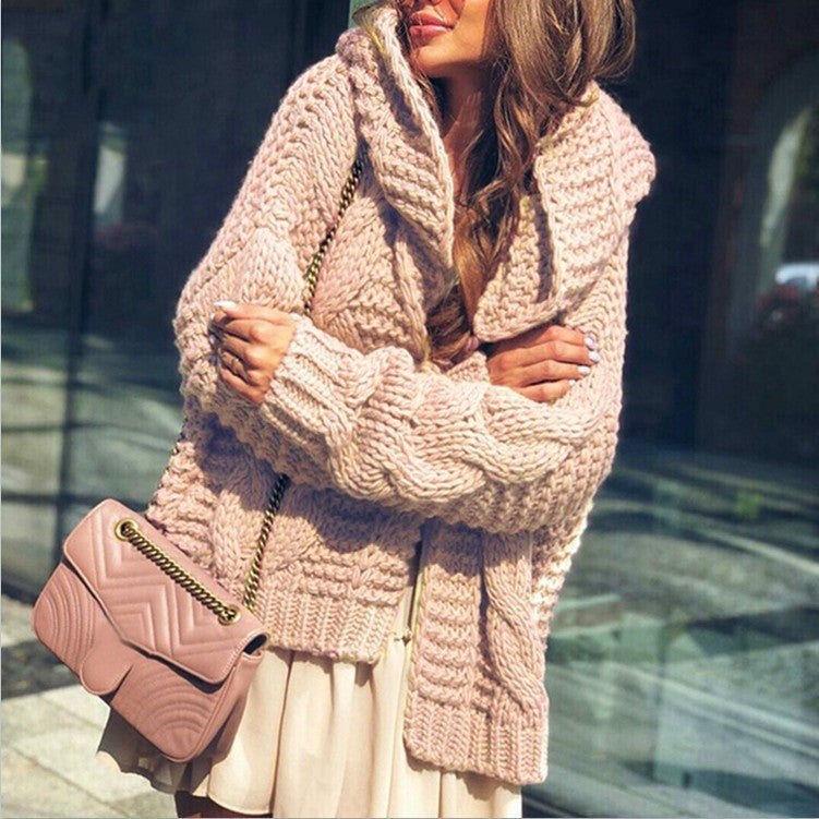 Cardigan en tricot épais pour femmes avec des manches volumineuses et une coupe décontractée Chic & Stil