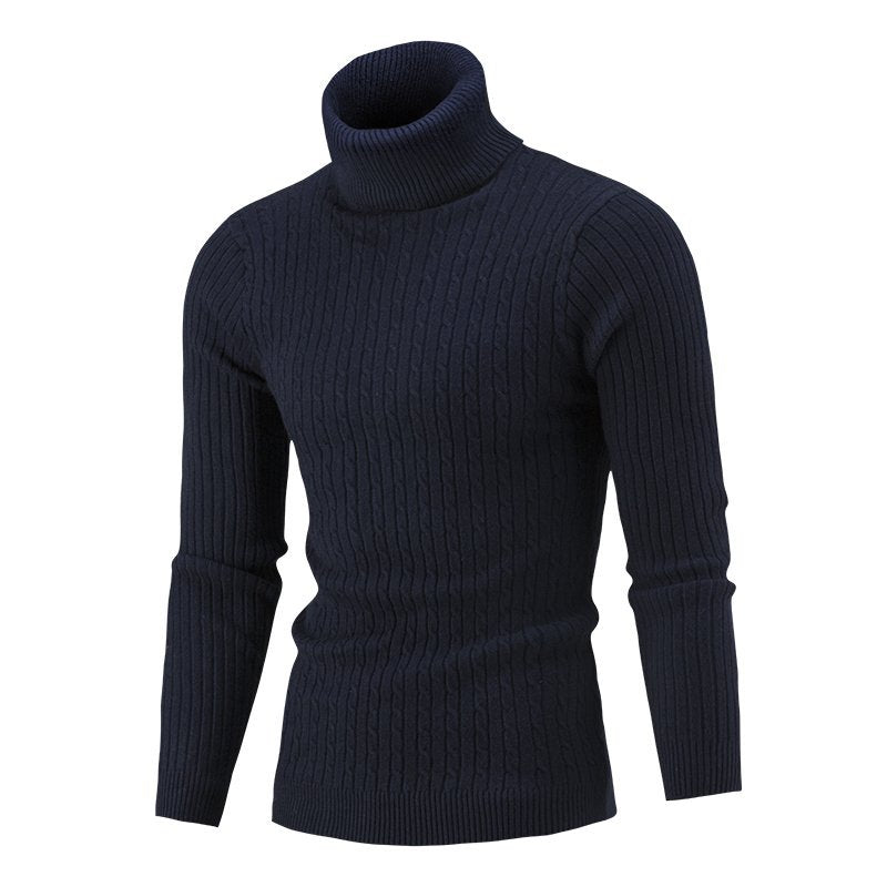 comfortable roll-neck sweater for men in fine ribbed knit Lune London