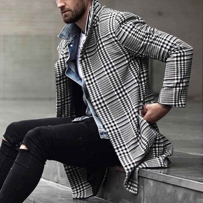 Men's Elegant Checkered Coat with Modern Details Lune London