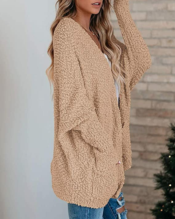 Ladies chunky knit cardigan with open sleeves Lune London
