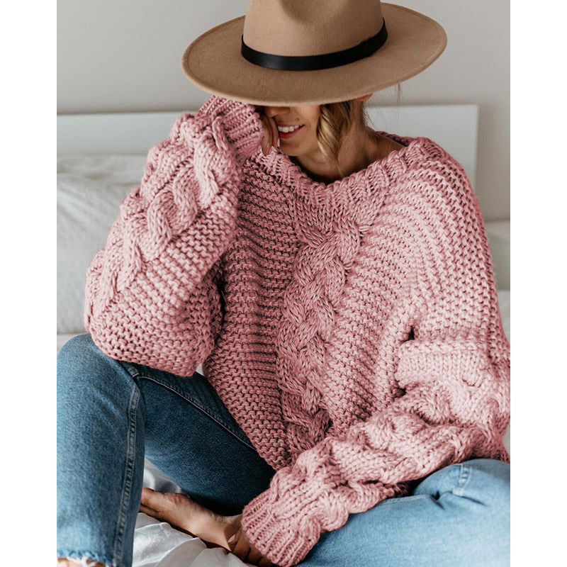 Pull femme en tricot épais avec des motifs en câble décoratifs et coupe décontractée Chic & Stil