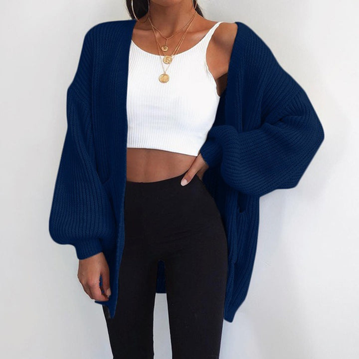Casual thick knit cardigan for women with voluminous sleeves Lune London