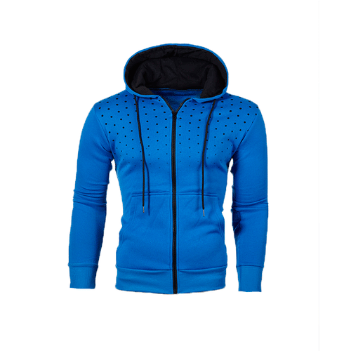 Men's Sporty Hooded Sweatshirt with an Innovative Raised Pattern and a Convenient Zipper Lune London