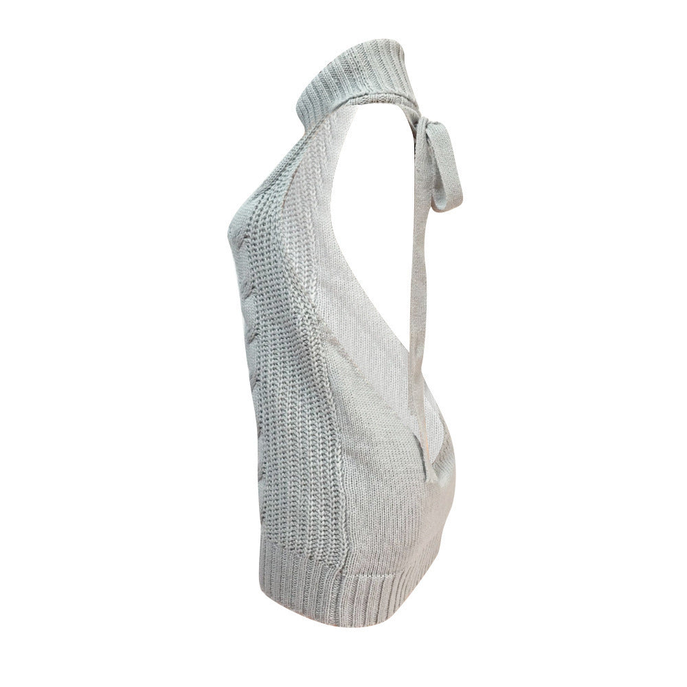 Knit dress for women with high collar and decorative cable pattern Lune London