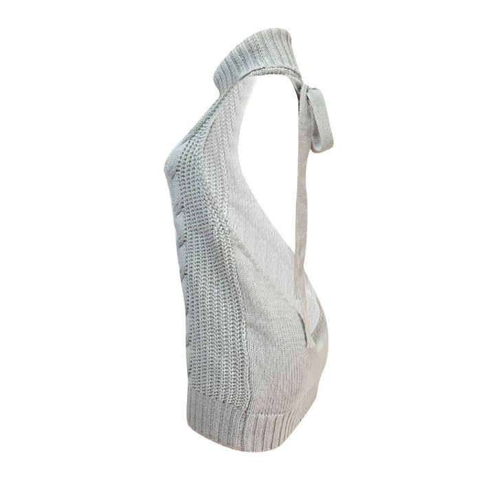 Knit dress for women with high collar and decorative cable pattern Lune London