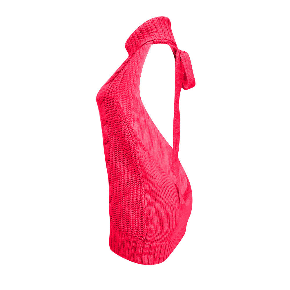 Knit dress for women with high collar and decorative cable pattern Lune London