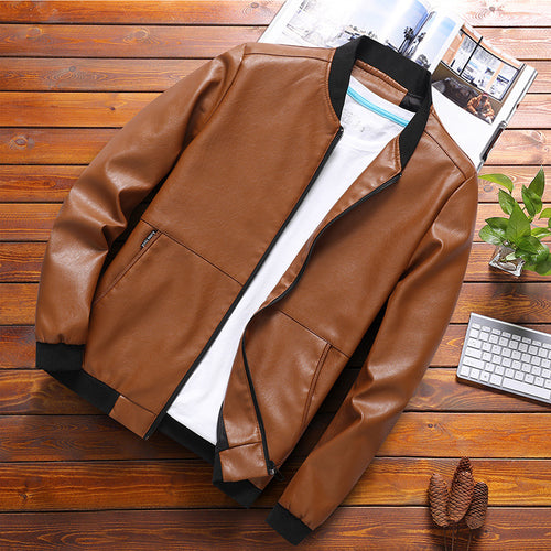 Elegant synthetic leather jacket for men with a modern fit and practical pockets Lune London