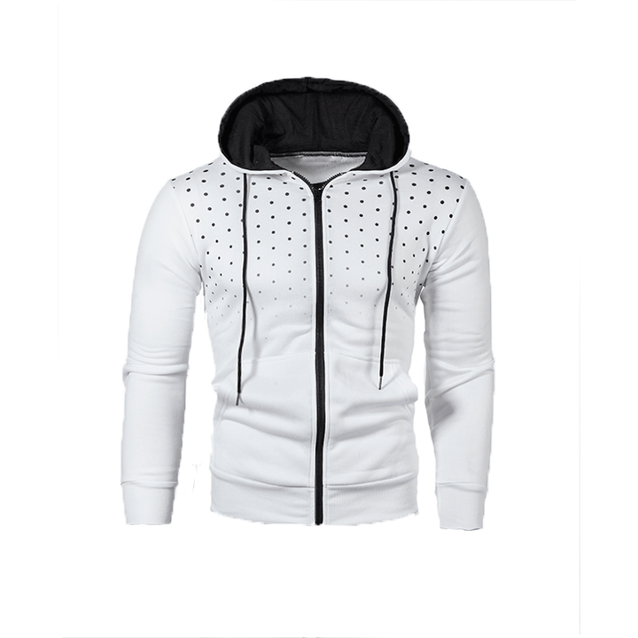 Men's Sporty Hooded Sweatshirt with an Innovative Raised Pattern and a Convenient Zipper Lune London