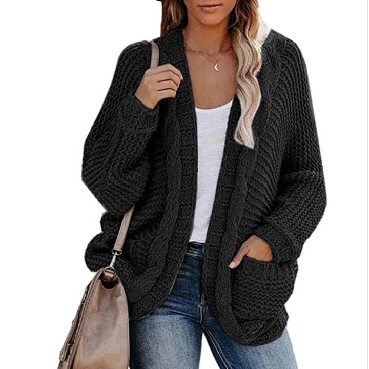 Ladies Chunky Knit Cardigan with practical pockets and relaxed fit Lune London