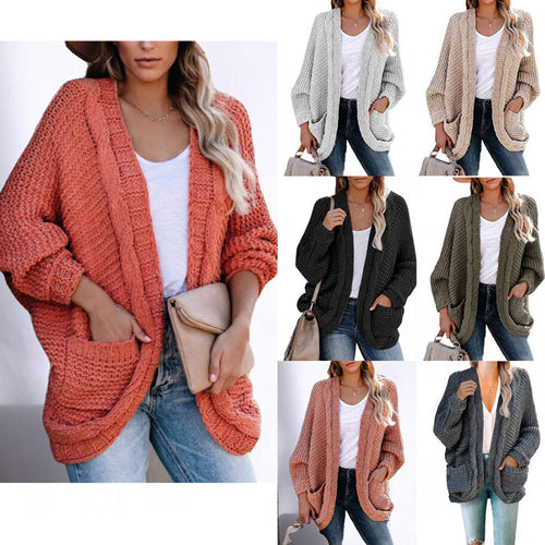 Chunky knit cardigan for women with a relaxed silhouette and large pockets Lune London