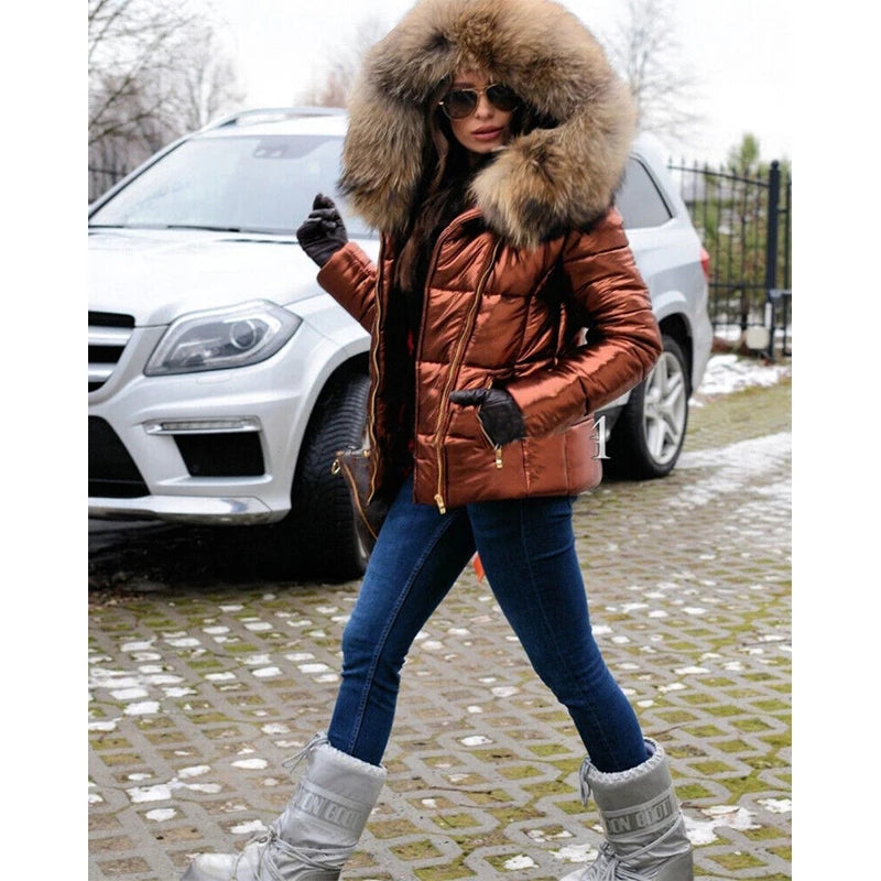 Lune London - Paris - Elegant jacket with faux fur lining, hood and collar