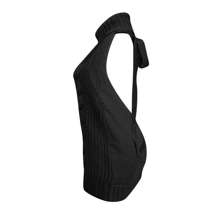 Knit dress for women with high collar and decorative cable pattern Lune London
