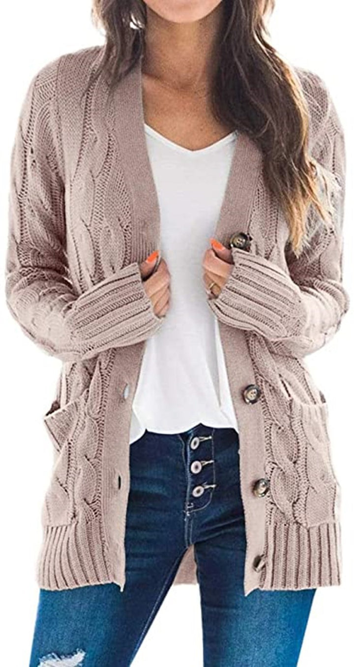 Oversized knit cardigan for women with practical pockets and button detail Lune Londonl