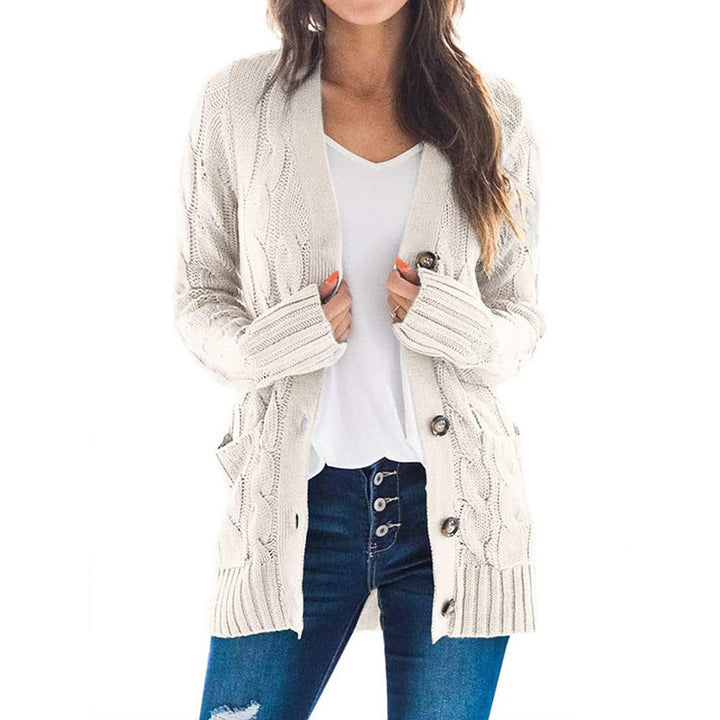 Cardigan féminin avec un élégant motif en câble et des poches pratiques Chic & Stil