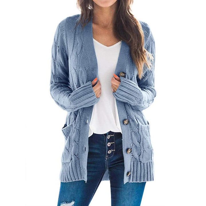 Oversized knit cardigan for women with practical pockets and button detail Lune Londonl