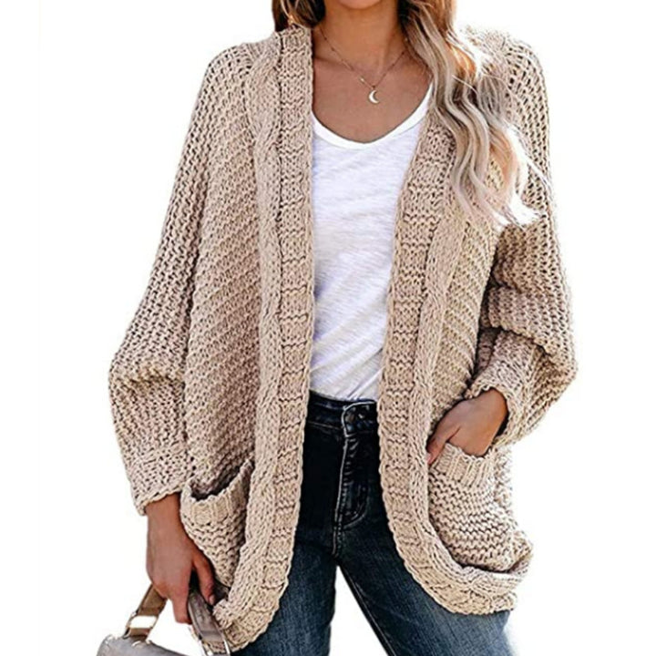 Ladies Chunky Knit Cardigan with practical pockets and relaxed fit Lune London