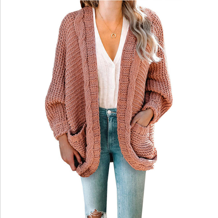 Ladies Chunky Knit Cardigan with practical pockets and relaxed fit Lune London