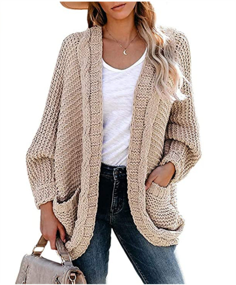 Ladies Chunky Knit Cardigan with practical pockets and relaxed fit Lune London