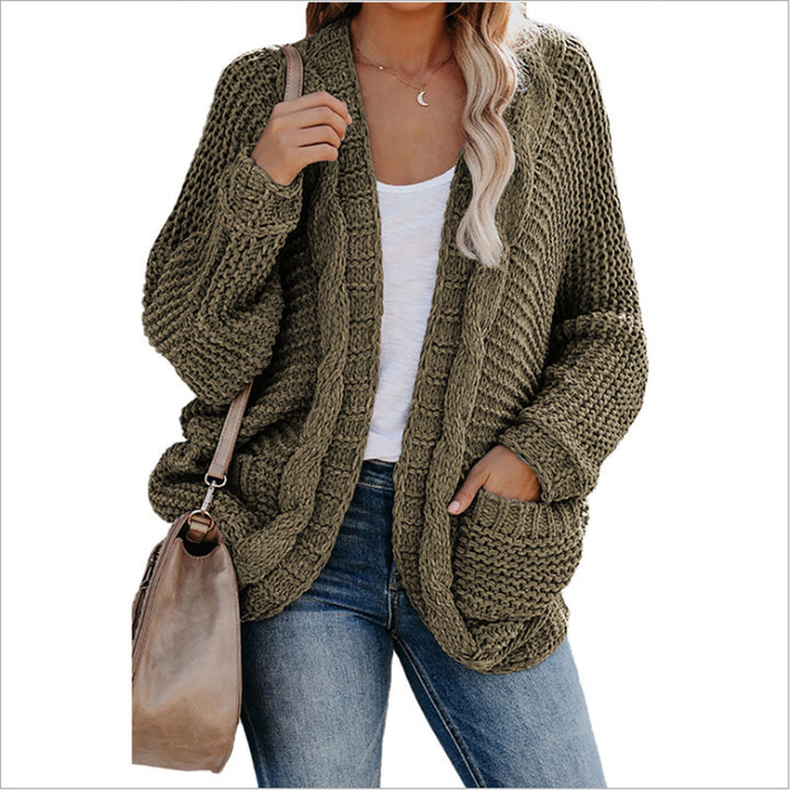 Ladies Chunky Knit Cardigan with practical pockets and relaxed fit Lune London