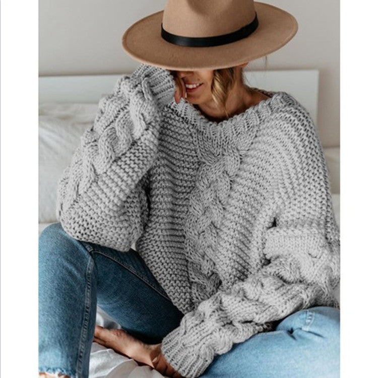 Pull femme en tricot épais avec des motifs en câble décoratifs et coupe décontractée Chic & Stil