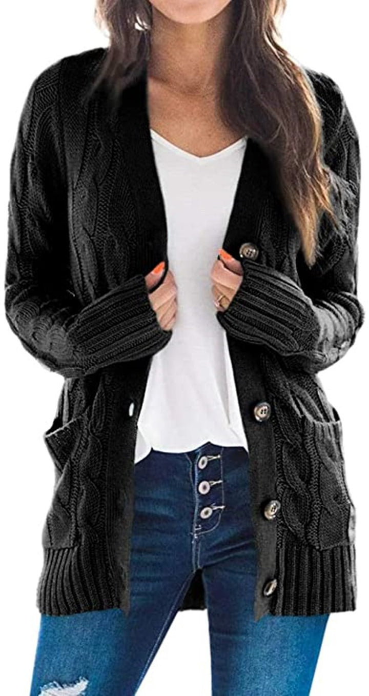 Cardigan en tricot pour femmes avec un motif en câble à la mode et des poches pratiques Chic & Stil