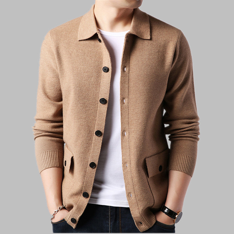 Elegant knitted jacket for men with modern buttons and practical pockets Lune London