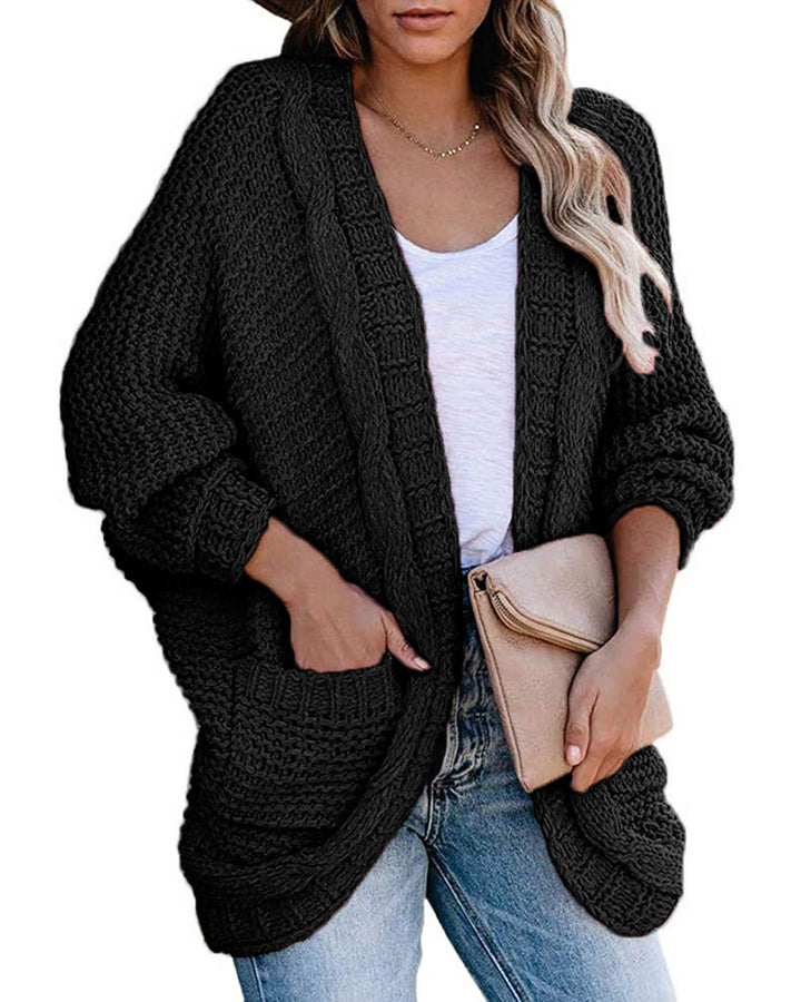 Ladies Chunky Knit Cardigan with practical pockets and relaxed fit Lune London