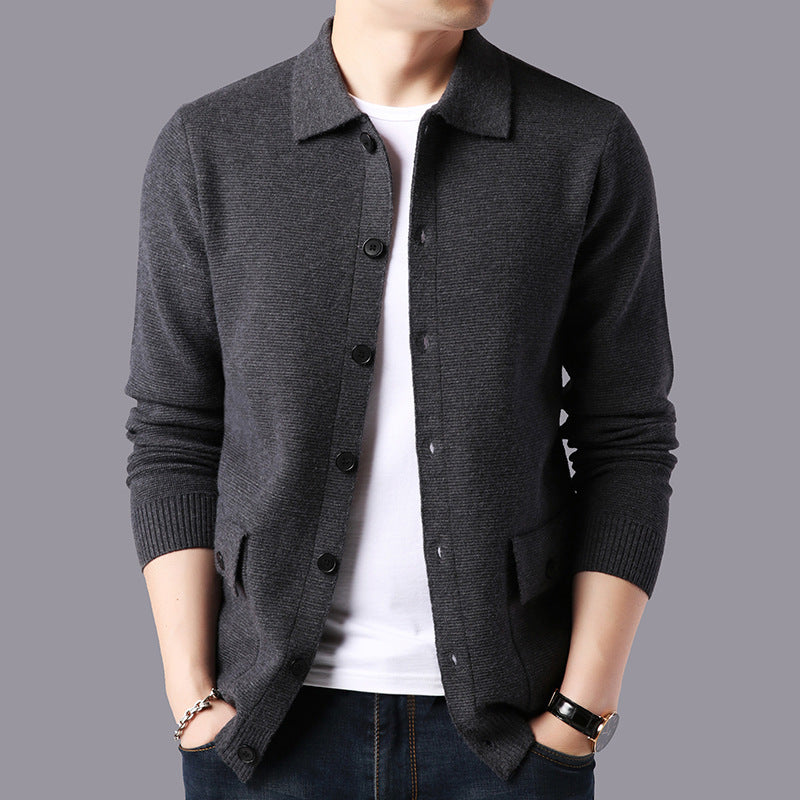 Elegant knitted jacket for men with modern buttons and practical pockets Lune London
