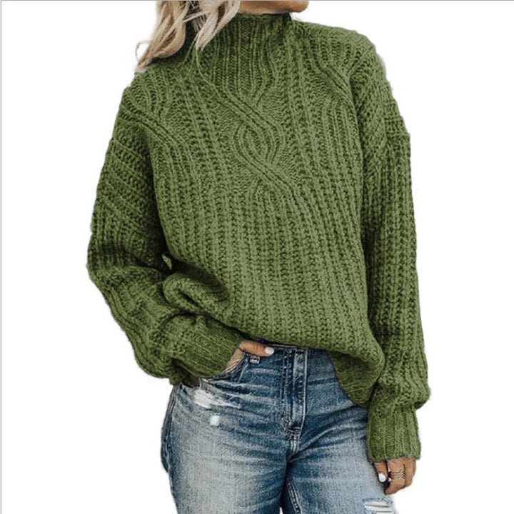 Pull en tricot pour femmes avec col haut et surface texturée Chic & Stil