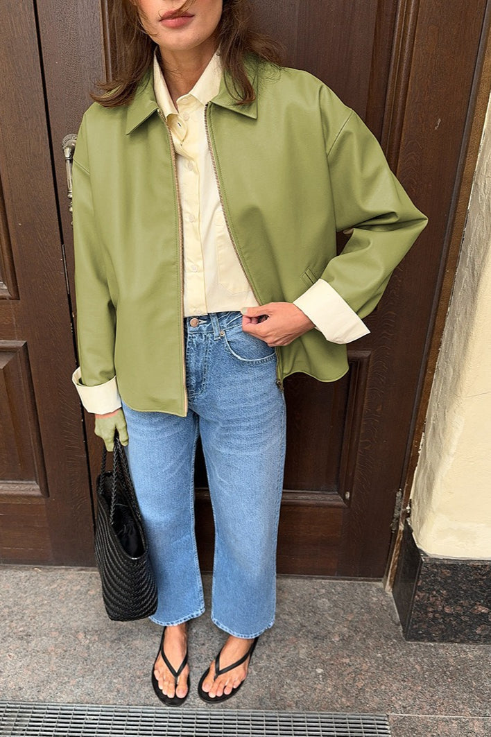 Lune London | Tailored green leather pilot jacket