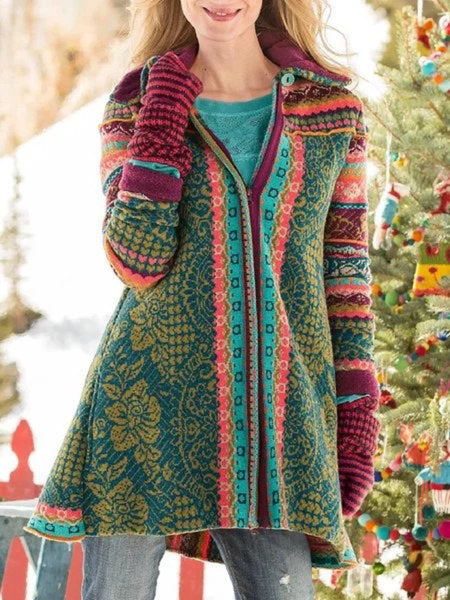 Women's Casual Coat with Elaborate Pattern and Tailored Fit Lune London
