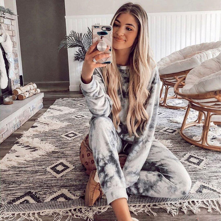 Women Comfortable Fleece Lounge Set with Elastic Waist Lune London