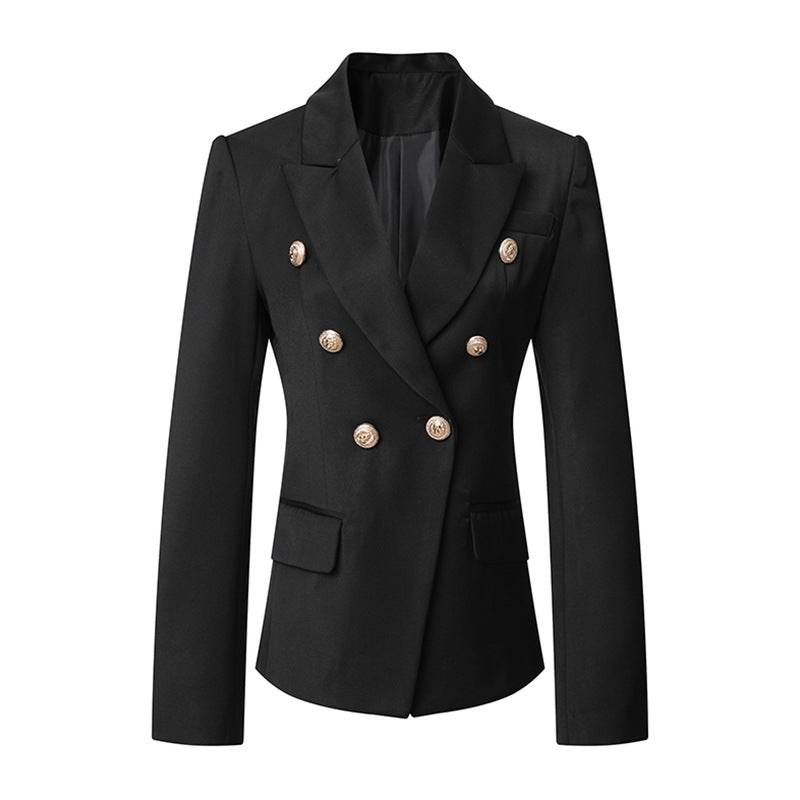 Ladies Elegant Double-Breasted Blazer with Golden Buttons Lune London