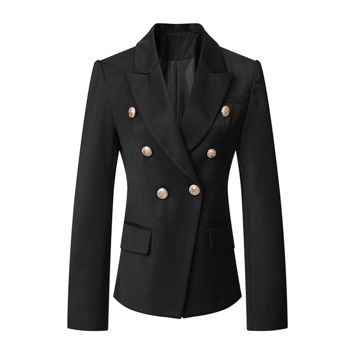 Ladies Elegant Double-Breasted Blazer with Golden Buttons Lune London