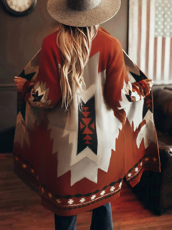 Women's size, striped pullover with ethnic patterns Lune London