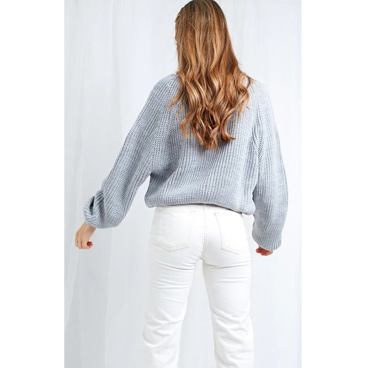 Women Large Knit Cardigan with Large Buttons and Deep V Neck Lune London