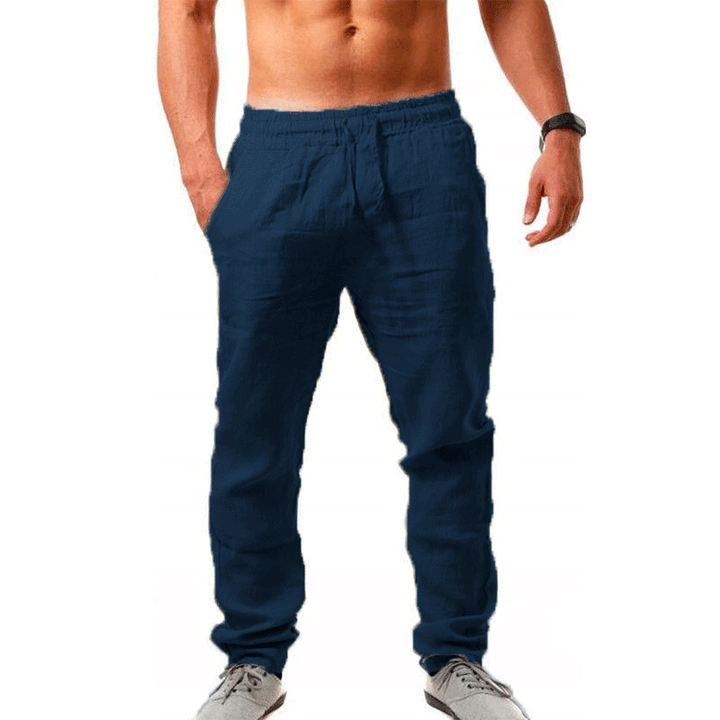 Casual linen pants for men with elastic waistband and side pockets Lune London