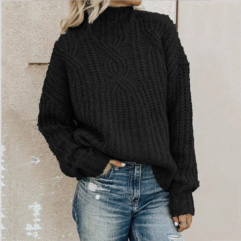 Pull en tricot pour femmes avec col haut et surface texturée Chic & Stil