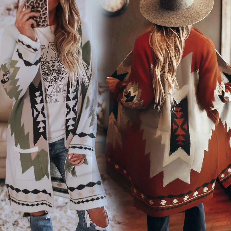 Women's size, striped pullover with ethnic patterns Lune London