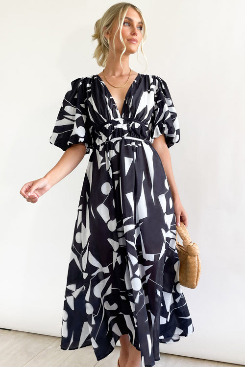 Lune London | Real Love Print Puff Sleeve Maxi Dress