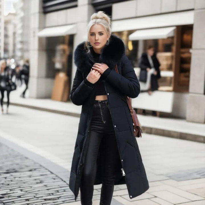 Long winter coat with fur hood
