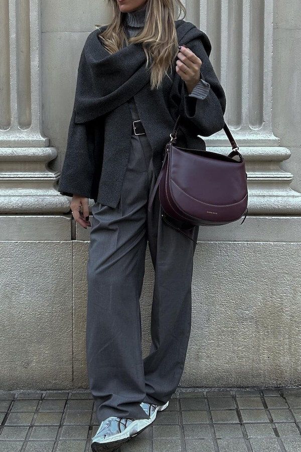 Lune London | Oversized Wrap Coat Wool Blend Elegant Fit Long Wide Sleeves