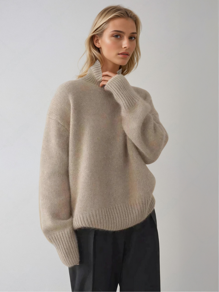 Lune London | Oversized Korean Style Turtleneck - Trendy Knit Sweater for Autumn and Winter