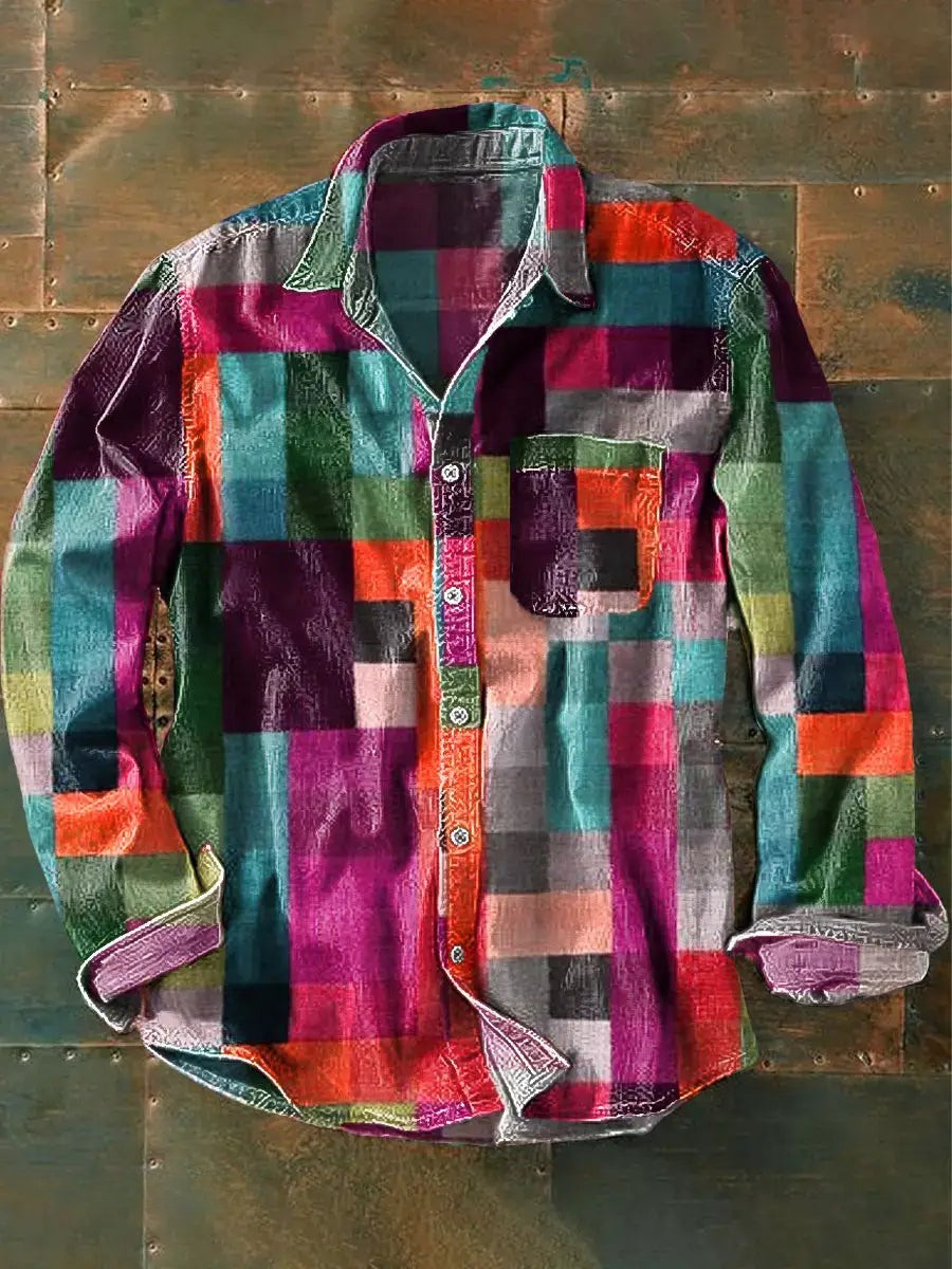 Lune London | Stylish Colorful Patchwork Button-Down Shirt