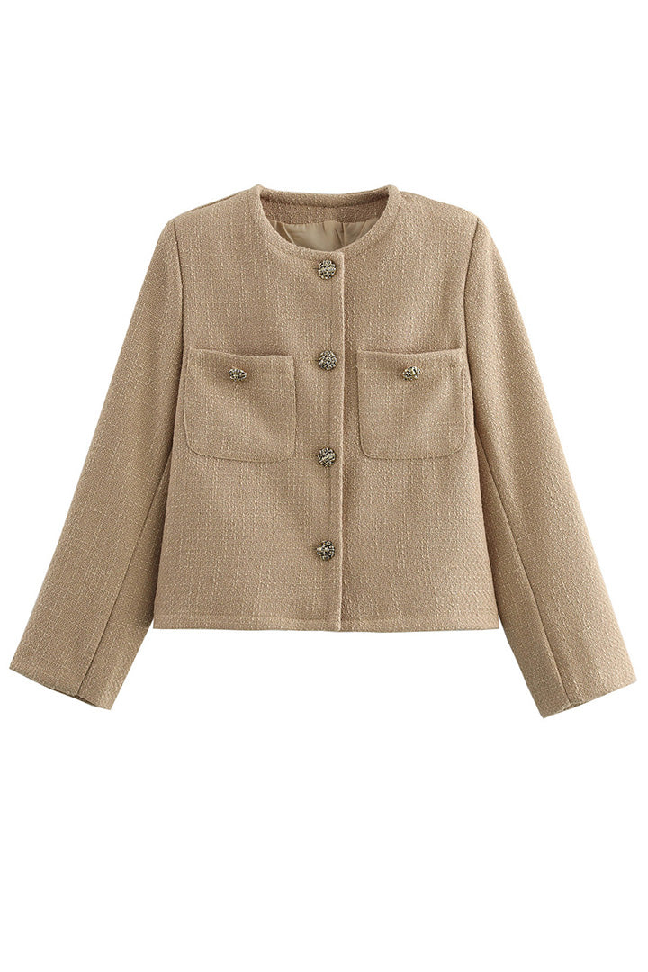 Lune London | Fitted Boucle Jacket Decorative Buttons Refined and Modern