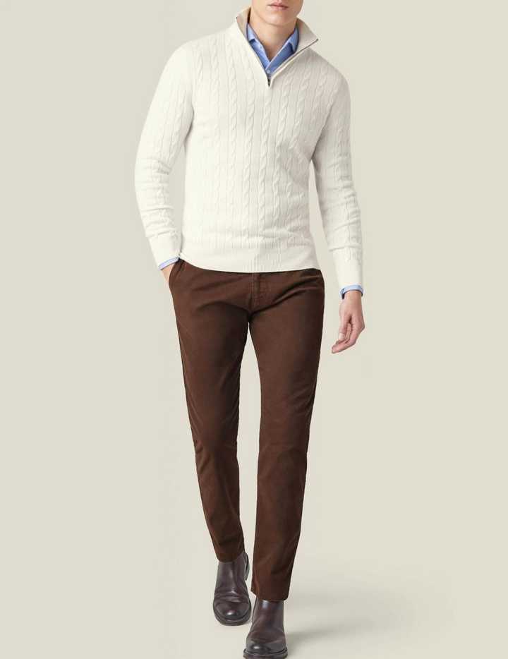 Lune London | Twisted knit sweater with zipper - Elegant sweater for work and leisure