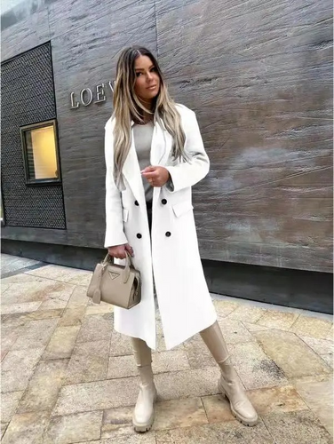 Lune London | Women's Double-Breasted Coat Classic Elegant Long Coat